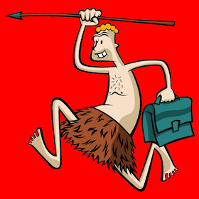 Ticketmotiv Caveman - Du Sammeln, Ich Jagen!