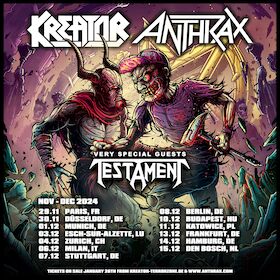 Ticketmotiv KREATOR / ANTHRAX - EU/UK Tour 2024 • Special Guest: TESTAMENT